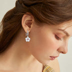 Pink Flower Earrings for Women 925 Sterling Silver Cherry Blossom Earrings Pink Crystal Flower Sakura Fish Hook Earrings Lightweight Elegant Christmas Wedding Holiday Floral Jewelry Gifts