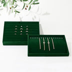16 Slots Velvet Necklace Bracelet Tray Jewelry Trays Jewelry Drawer Organizer for Necklace, Bracelets, Watch Storage Display (Green) - size: 16 Slot