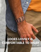Feraco Copper Bracelet for Men 3X Strength,Magnetic Therapy Bracelet Copper Jewelry with Powerful 3800 Gauss Magnets - style: Textured Energy Bracelet