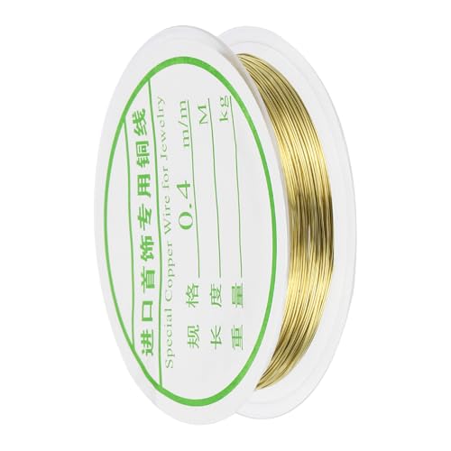 MECCANIXITY 26 Gauge Copper Wire for Jewelry Making, 1 Roll Craft Tarnish Resistant Beading Wire for Jewelry Making Supplies DIY (Gold)-33ft - color: Gold, size: 26 Gauge x 33ft