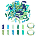 PH PandaHall 100pcs Acrylic Curved Tube Beads, 10 Style 35mm Opaque Chunk Spacer Beads Spring Summer Long Tube Noodle Slide Beads for St. Patrick’s Bracelet Necklace Jewelry Making - color: Green