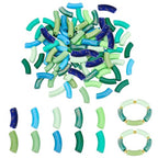 PH PandaHall 100pcs Acrylic Curved Tube Beads, 10 Style 35mm Opaque Chunk Spacer Beads Spring Summer Long Tube Noodle Slide Beads for St. Patrick’s Bracelet Necklace Jewelry Making - color: Green