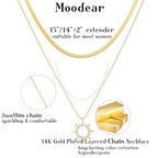 Moodear Gold Necklace for Women Dainty Chunky 14K Gold Plated/Sliver Plated Chain Necklace Cuban Link Paperclip Chain Choker Toggle Clasp Layered Necklace for Women Trendy Fashion Gift - style: Sun pendant chain necklace