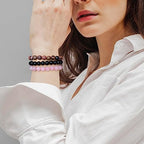 3 PCS Healing Crystal Bracelets for Women 8mm Natural Stone Beaded Stretch Bracelet Amethyst Jewelry Gifts - color: 03 8mm pink