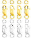 Dailyacc 925 Sterling Silver Lobster Clasp with Closed Jump Rings Gold Necklace Clasps and Closures for Jewelry Bracelet Extender,Made in Italy - color: 8pcs Gold & Silver, size: 0.47IN/12MM