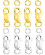 Dailyacc 925 Sterling Silver Lobster Clasp with Closed Jump Rings Gold Necklace Clasps and Closures for Jewelry Bracelet Extender,Made in Italy - color: 8pcs Gold & Silver, size: 0.47IN/12MM