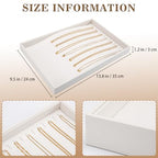 Polmart Stackable Necklace & Jewelry Organizer/Storage/Display Trays, White Leatherette (2-Pack) - color: White Leather