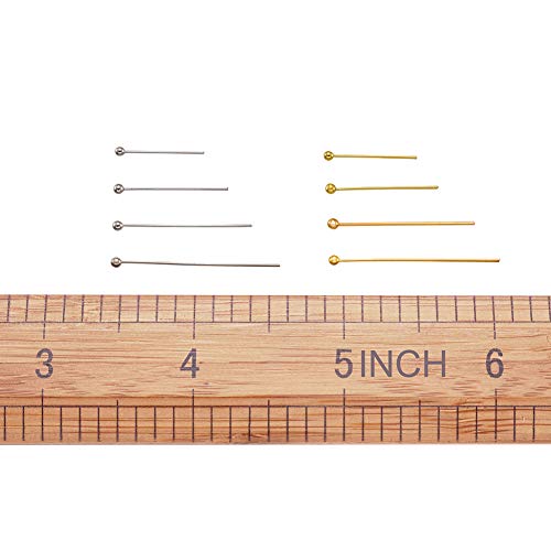 Craftdady 700Pcs Brass Ball Head Pins 16mm 20mm 25mm 30mm Mixed Colors Wire Headpins for Jewelry Making - color: Platinum & Golden