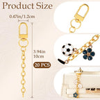 Hzopcw 20pcs Gold Keychain Making Kit, Key Ring Swivel Snap Hook Chains, Alloy Extender Keychain Bag Charm Kits for DIY Crafts Jewelry Making Handbag Purses- D Style - color: Gold-20pcs-D Style