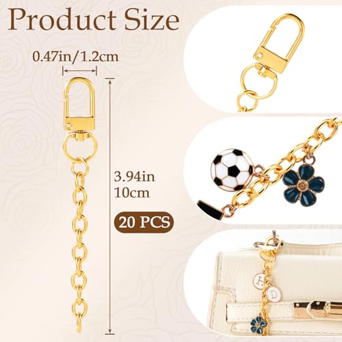 Hzopcw 20pcs Gold Keychain Making Kit, Key Ring Swivel Snap Hook Chains, Alloy Extender Keychain Bag Charm Kits for DIY Crafts Jewelry Making Handbag Purses- D Style - color: Gold-20pcs-D Style