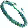 MASSIVE BEADS Double Layer Natural Chakra Healing Power Crystals Macrame Bracelet Yoga Stone Beads Gemstone Meditation Relax Anxiety Bangle for Unisex Women Men - color: Chrysocolla, size: 4mm