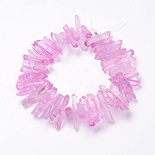 FASHEWELRY 1 Strand Natural Quartz Crystal Points Loose Beads Pearl Pink Flat Heishi Gemstone Loose Beads for DIY Jewelry Making - color: Pearl Pink