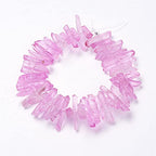 FASHEWELRY 1 Strand Natural Quartz Crystal Points Loose Beads Pearl Pink Flat Heishi Gemstone Loose Beads for DIY Jewelry Making - color: Pearl Pink