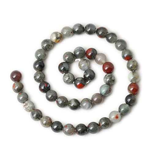 45PCS 8mm Natural African Bloodstone Gemstone Smooth Surface Round Loose Beads for Jewelry Making 1 String 15 Inches - color: African Bloodstone, size: 8mm