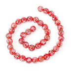 Elecrelive 40Pcs 10mm Flower Glass Beads Gold Sand Lampwork Beads FireBrick Floral Round Crystal for DIY Bracelet Necklace Earring Jewelry Making - color: FireBrick