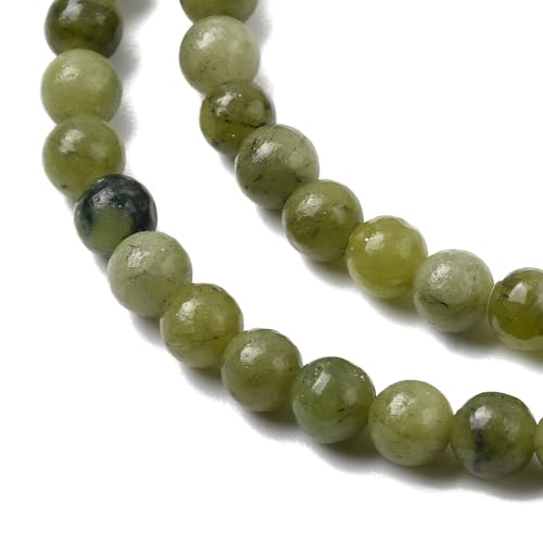 90Pcs Natural Chinese Jade Beads 4mm Round Gemstone Beads Smooth Stone Loose Bead for DIY Bracelets Necklace Earrings Jewelry Making - color: Natural Chinese Jade, size: 4mm