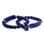 Justinstones Gem Semi Precious Gemstone Love Heart Charm Stretch Beaded Bracelet Unisex - color: Blue Lapis
