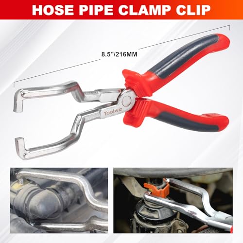 Toolwiz 6 pcs Fuel Line Pliers Set, Hose Clamp Plier, Panel Removal Tool, Hose Removal Plier, 30 Degree Push Pin Pliers, 2 pc 9" Electrical Disconnect Tool for Automotive Repair with Storage Bag - style: 6 Pack