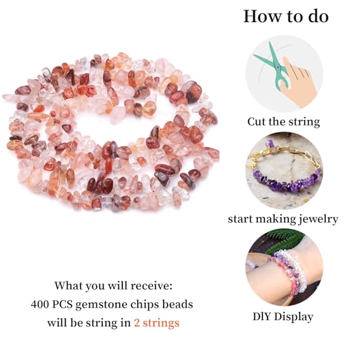 400pcs Natural Chip Stone Beads for Jewelry Making Red Hematoid 5-8mm Irregular Gemstones Healing Crystal Loose Rocks Bead Hole Drilled for Ring Earrings Necklace Bracelet Making DIY Art Crafts - color: Red Hematoid (2 Strands-62")