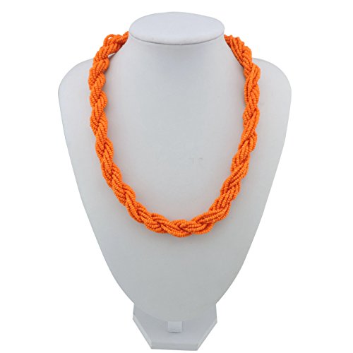 Bocar Fashion Seed Beads Statement Collar Necklace for Women (NK-10408) - color: orange