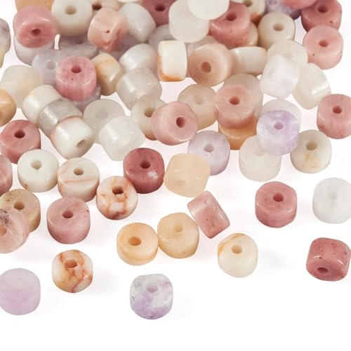 Beadthoven 200Pcs 4mm Flat Disc Gemstone Beads 4 Styles Rhodonite Red Netstone Natural Lepidolite Pink Aventurine Beads Natural Stone Heishi Crystal Spacers for DIY Jewelry Making Bracelets Necklace - color: Flat Disc-Pink, size: 4mm