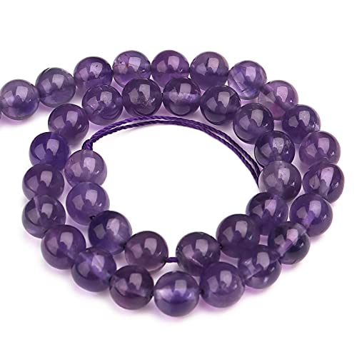 Natural Amethyst Crystal Beads 8mm Purple Polished Round Smooth Healing Gemstone Beads for Jewelry Making 15 Inch - color: Amethyst, size: 8mm