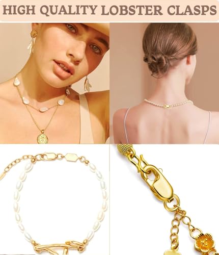 Dailyacc 925 Sterling Silver Lobster Clasp with Closed Jump Rings Gold Necklace Clasps and Closures for Jewelry Bracelet Extender,Made in Italy - color: 12pcs Gold, size: 0.47IN/12MM