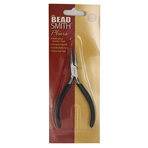 The Beadsmith Chain Nose Pliers – Serrated – Extra Fine Tips – 4.5 inches (114mm) – PVC Grip Handle with Double Leaf Springs – Jewelry Making Tool for Creating Bracelets, Earrings and Necklaces - style: Serrated Chain nose
