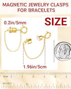 MKCYD 8Pcs Magnetic Bracelet Clasps and Closures with Safety Chain Never Fall Gold Bracelet Extender Converter Magnetic Clasps for Women - color: 8Pcs Gold