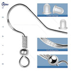 MENKEY 925 Sterling Mixed Earring Hooks 120 PCS/60 Pairs, Ear Wires Fish Hooksfor DIY Jewelry Making, Hypo-allergenic Jewelry Findings Parts with 120 PCS Clear Silicone Earring Backs Stoppers - size: 120pcs-Gold&Silver