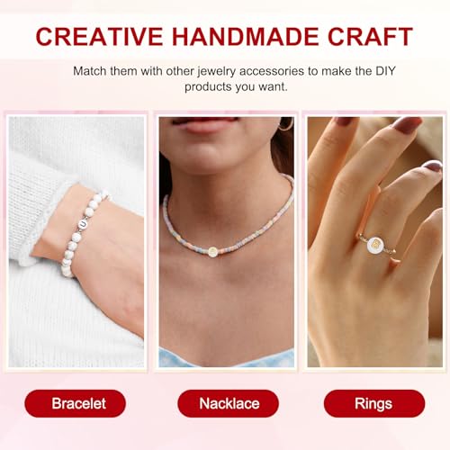 HARFINGTON 200 Pcs 4x7mm Acrylic Letter Beads, Round White Alphabet Beads Letter A, Alphabet Spacer Beads for Jewelry Making Bracelets Necklaces - style: Letter A