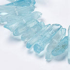 FASHEWELRY 1 Strand Natural Quartz Crystal Points Loose Beads Light Cyan Flat Heishi Gemstone Loose Beads for DIY Jewelry Making - color: Light Cyan