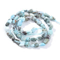 Larimar Pebble Nugget Oval Free Tumbled Stone 6-8mm Natural Gemstone Loose Beads Approx 15.5 inch for DIY Jewelry Making - color: Larimar