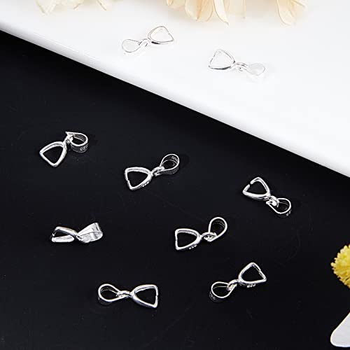 Beebeecraft 10Pcs/Box Small Pinch Bails Clasp 925 Sterling Silver Ice Pick Pinch Bails Dangle Charms Pendant Connector 12x5mm for Necklace Jewelry Making - color: Silver#3