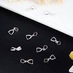 Beebeecraft 10Pcs/Box Small Pinch Bails Clasp 925 Sterling Silver Ice Pick Pinch Bails Dangle Charms Pendant Connector 12x5mm for Necklace Jewelry Making - color: Silver#3
