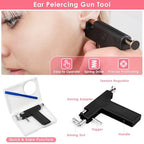 Professional Ear Piercing Gun Kit, Reusable Piercing Gun with Stainless Steel Piercing Earrings Studs, Crystal Earrings for At Home Salon Earlobe Cartilage Helix Tragus Piercing Tool Kit - color: Black