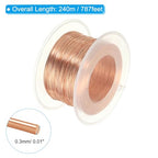PATIKIL 787.39 Feet Solid Bare Copper Wire,28 Gauge 99.96% Pure Copper Wire 0.3mm Soft Beading Wire Metal Plant Stem Ties for Jewelry Craft (240m) - size: 0.3mm x 787.39ft