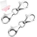 MKCYD 925 Sterling Silver Double Lobster Claw Clasps,Necklace Extender Double Bracelet Clasp and Closures for Jewelry Making (Made in Italy, 9MM) - color: 2Pcs Silver