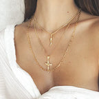 Barzel 18K Gold Plated Flat Marina Chain With Italian Horn Necklace Cornicello - Made In Brazil - size: 24 Inches