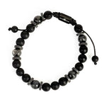 Mens Beaded Bracelet - Stone Jewelry, Black Onyx Hematite Bracelets, Mens Accessories, Adjustable - style: Spectral Night