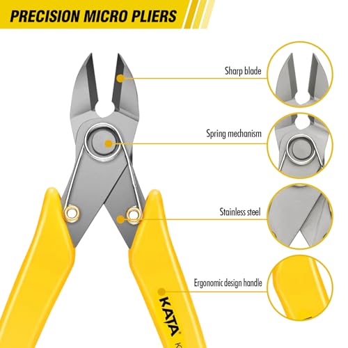 KATA 6 Inch Stainless Steel Wire Cutter, Heavy Duty Side Cutter, Flush Cutters, Micro Cutter Sprue Cutting Pliers for Cutting Electronics, Jewelry Making, Metal Wire, Crafting - color: 6 Inch