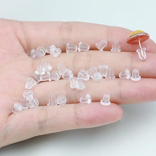 Silicone Earring Backs, 200 Pieces Clear Hypoallergenic Stoppers for Stud, Post, Hoop, Fishhook Earrings