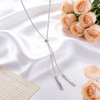 Long Necklace Sterling Silver Larait Bar Y Lariat Long Chain Drop Adjustable Necklace Gift for Her, 30" - style: Long Bar Necklace
