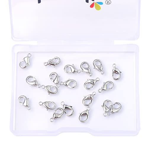 BEADIA Platinum Plated Lobster Clasps Non Tarnish 10mm 20pcs for Jewelry Making Findings - color: Lobster Clasps Platinum, size: 10mm