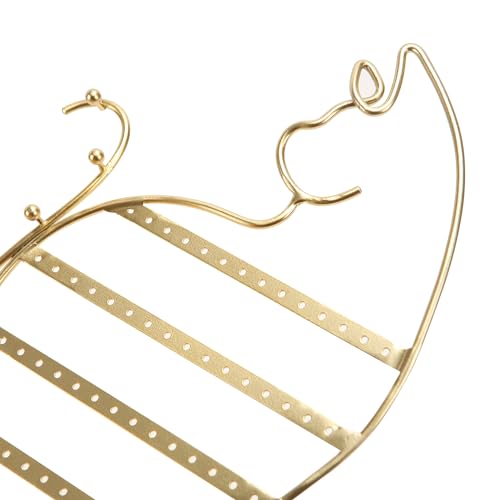 NIKKY HOME Cat Earring Holder Hanging Organizer Stand Metal Jewelry Tree Table Top Ear Stud Holder Tower Rack with Ring Tray and Hook for Girls (56 Holes), Gold