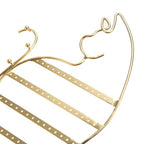 NIKKY HOME Cat Earring Holder Hanging Organizer Stand Metal Jewelry Tree Table Top Ear Stud Holder Tower Rack with Ring Tray and Hook for Girls (56 Holes), Gold