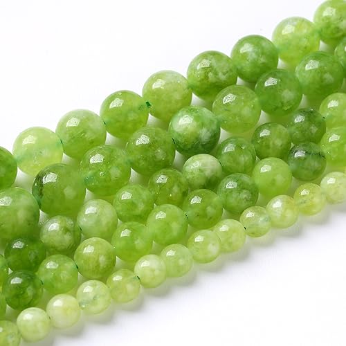 90pcs 4mm Natural Peridot Green Lace Jades Beads Round Loose Spacer Beads for Jewelry Making DIY Bracelets Crystal Energy Healing Power Stone 15 Inch(4mm, Green Peridot Jade) - color: Green Peridot Jade, size: 4mm