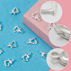 Beebeecraft 1 Box 30Pcs Heart Lobster Clasps 925 Sterling Silver Plated Brass Lobster Claw Jewelry Bracelet Clasps Connector with Jump Ring for DIY Craft Jewellery Making - color: Silver