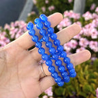 Adabele 1pc Natural Stretch Gemstone Bracelet 8mm (0.31") Bead 7" to 8.5 inch Healing Crystal Energy Quartz Chakra Jewelry Women Unisex Birthday Gift - color: Blue Agate, size: 8.5 inch