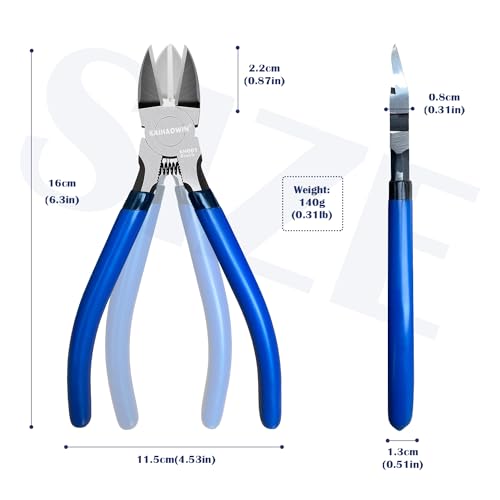 Wire Cutters, 6 inch, KAIHAOWIN Precision Flush Cutters Ultra Sharp Wire Cutters for Crafting Side Cutters Wire Snips Spring Loaded Dikes Wire Cutter for Jewelry Making, Blue with Black Handle